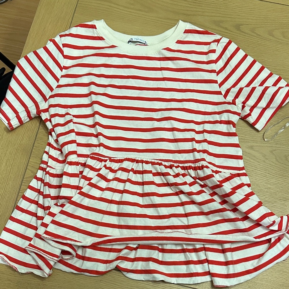 Zara Cream and Red Striped Tee
